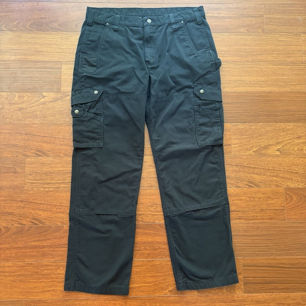 Carhartt B342 Double Knee Ripstop Cargo Work Pants Mens 38x32 Black Utility Rare